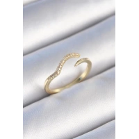 Pirinç Gold Renk Zirkon Taşlı Kadın Yüzük