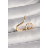 Pirinç Gold Renk Zirkon Taşlı Kadın Yüzük