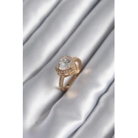 Pirinç Gold Renk Zirkon Taşlı Kalp Charm Model Kadın Yüzük