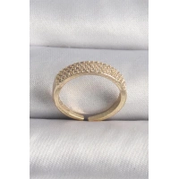 Pirinç Gold Renk Zirkon Taşlı VIP Seri Kadın Yüzük