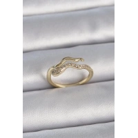 Pirinç Gold Renk Zirkon Taşlı Yılan Ayarlanabilir Model Kadın Yüzük