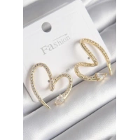 Pirinç Gold Renk Zirkon Taşlı Yılan Kalp Model Kadın Küpe