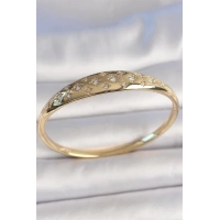 Pirinç Gold Renk Zirkon Taşlı Yıldız İşlemeli Kadın Kelepçe
