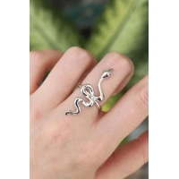 Pirinç Gümüş Renk Ayarlanabilir Yılan Yüzük