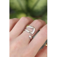 Pirinç Gümüş Renk Ayarlanabilir Yüzük