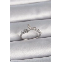 Pirinç Gümüş Renk Ayarlanabilir Zirkon Taşlı Balık Kuyruğu İnci Detay Model Kadın Yüzük