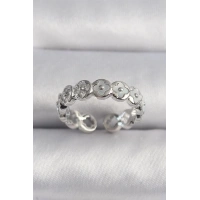 Pirinç Gümüş Renk Beyaz Sedefli Yonca Model Kadın Yüzük