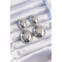 Pirinç Gümüş Renk İri Bombeli İşlemeli Küpe