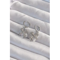 Pirinç Gümüş Renk İri Zirkon Taşlı Fiyonk Model Halka Küpe