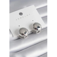 Pirinç Gümüş Renk İşleme Detay Top Model Kadın Küpe