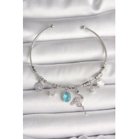 Pirinç Gümüş Renk Sallantı Zirkon Taşlı Filaminga Figür Charm Kadın Bileklik