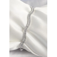 Pirinç Gümüş Renk Su Yolu Zirkon Taşlı Model Kadın Bileklik