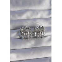 Pirinç Gümüş Renk Tırtıklı Bombe Model Küpe