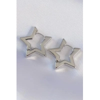 Pirinç Gümüş Renk Yıldız Küpe