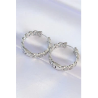 Pirinç Gümüş Renk Zincir Model Halka Küpe