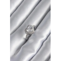 Pirinç Gümüş Renk Zirkon Taş Kalp Charm Model Kadın Yüzük