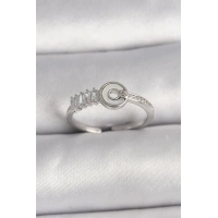 Pirinç Gümüş Renk Zirkon Taşlı Ayarlanabilir Kadın Yüzük
