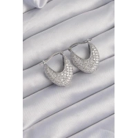 Pirinç Gümüş Renk Zirkon Taşlı Badem Model Küpe