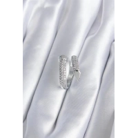 Pirinç Gümüş Renk Zirkon Taşlı Çivi Model Kadın Yüzük