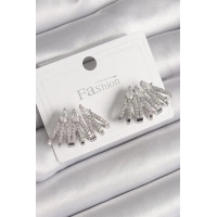 Pirinç Gümüş Renk Zirkon Taşlı Deniz Kabuğu Model Kadın Küpe