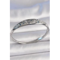 Pirinç Gümüş Renk Zirkon Taşlı Hilal İşlemeli Mavi Taşlı Yıldız Detay Kadın Kelepçe