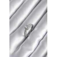 Pirinç Gümüş Renk Zirkon Taşlı Kadın Yüzük