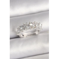 Pirinç Gümüş Renk Zirkon Taşlı Kalp Model Ayarlanabilir Kadın Yüzük