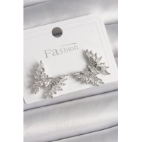 Pirinç Gümüş Renk Zirkon Taşlı Kelebek Model Kadın Küpe