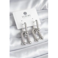 Pirinç Gümüş Renk Zirkon Taşlı Model VIP Seri Kadın Küpe