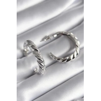 Pirinç Gümüş Renk Zirkon Taşlı Sarmal Model Kadın Küpe