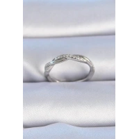 Pirinç Gümüş Renk Zirkon Taşlı Sarmal Model Kadın Yüzük