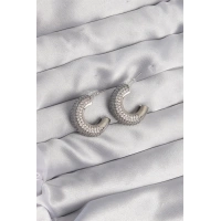 Pirinç Gümüş Renk Zirkon Taşlı Yarım Halka Küpe