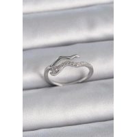 Pirinç Gümüş Renk Zirkon Taşlı Yılan Ayarlanabilir Model Kadın Yüzük