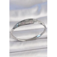 Pirinç Gümüş Renk Zirkon Taşlı Yıldız İşlemeli Kadın Kelepçe