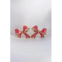 Pirinç Pembe Renk Fiyonk Küpe