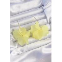 Pirinç Sarı Renkli Flora Küpe