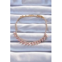 Pirinç Vip Seri Altın Renk Pembe Zirkon Taşlı Bileklik