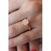 Pudra Lotus Çiçek Figür Gold Renk Kadın Yüzük