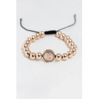 Rose Renk Çelik Zirkon Objeli Asansörlü Bileklik