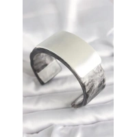 Siyah Mermer Desen Akrilik Plastik Dikdörtgen Plaka Model Vintage Kadın Bilezik