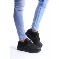 SLW151 Boost Bağcıklı Cilt Süet Erkek Günlük Sneaker Ayakkabı ST - Siyah