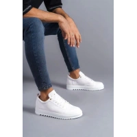 SLW152 Cool Bağcıklı Cilt Erkek Günlük Spor Klasik Ayakkabı BT - Beyaz