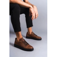 SLW152 Cool Bağcıklı Cilt Erkek Günlük Spor Klasik Ayakkabı ST - Taba