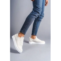 SLW152 Cool Bağcıklı Keten Erkek Günlük Spor Klasik Ayakkabı BT - Beyaz