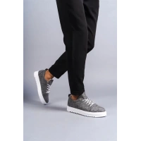 SLW152 Cool Bağcıklı Keten Erkek Günlük Spor Klasik Ayakkabı BT - Gri