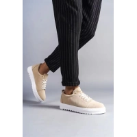 SLW152 Cool Bağcıklı Süet Erkek Günlük Spor Klasik Ayakkabı BT - Krem