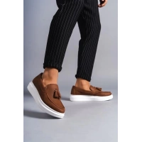 SLW154 Blaze Bağcıksız Püsküllü Cilt Erkek Günlük Spor Klasik Ayakkabı BT - Taba