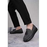 SLW154 Blaze Bağcıksız Püsküllü Keten Erkek Günlük Spor Klasik Ayakkabı KST - Gri