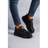 SLW161 Hippo Bağcıksız Cilt Erkek Günlük Sneaker Ayakkabı ST - Siyah