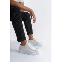 SLW170 Tornado Bağcıklı Cilt Erkek Günlük Spor Klasik Ayakkabı BT - Beyaz